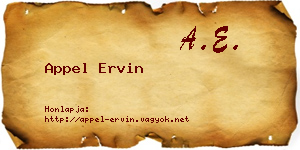 Appel Ervin névjegykártya